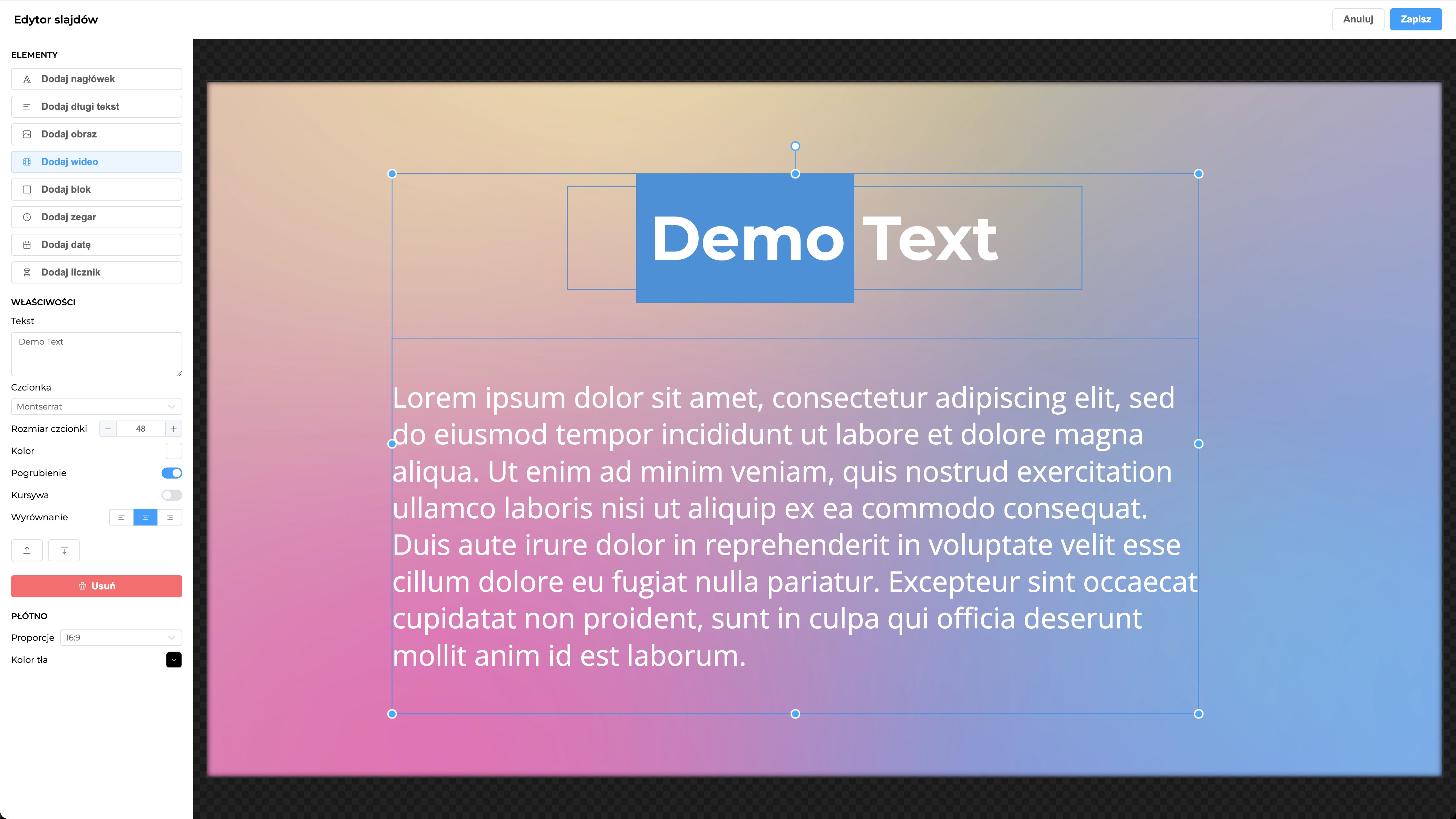 Edytor slajdów i plan wersetów na kazanie w DotPresenter